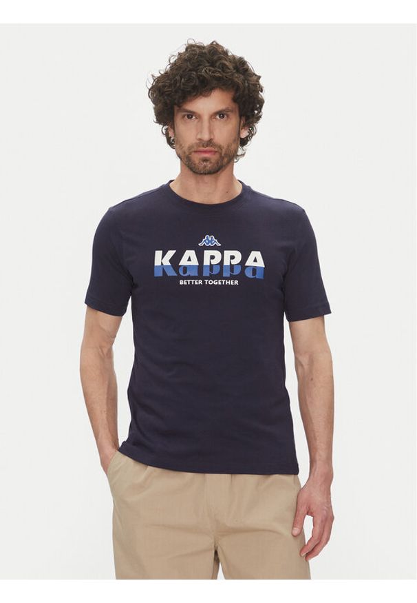Kappa T-Shirt 351U8KW 193 Granatowy Regular Fit. Kolor: niebieski. Materiał: bawełna