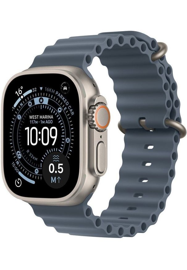 APPLE - Smartwatch Apple Watch Ultra 3 GPS + Cellular 49mm Natural Titanium / Ocean Band Niebieski (MEWH4QF/A). Rodzaj zegarka: smartwatch. Kolor: niebieski