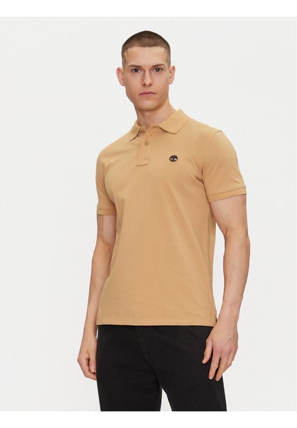 Timberland Polo TB0A6VDP Beżowy Regular Fit. Typ kołnierza: polo. Kolor: beżowy. Materiał: bawełna