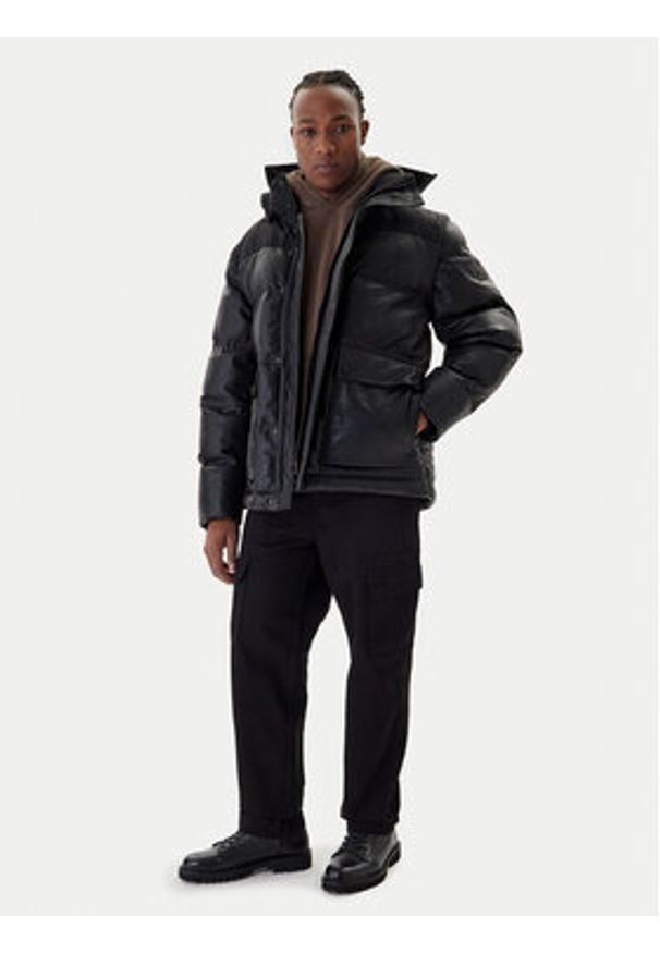 BOSS - Boss Kurtka skórzana Jolam 50522219 Czarny Relaxed Fit. Kolor: czarny. Materiał: skóra