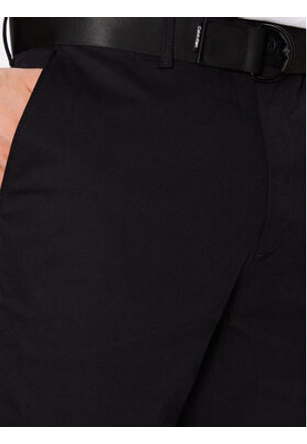 Calvin Klein Chinosy Modern Twill K10K110979 Czarny Slim Fit. Kolor: czarny. Materiał: bawełna