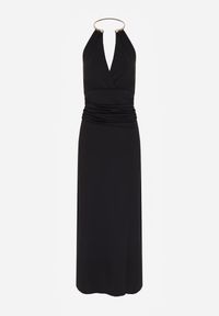 Renee - Czarna Wieczorowa Sukienka Halter z Odkrytymi Plecami Sewsara. Typ kołnierza: dekolt halter. Kolor: czarny. Styl: wizytowy #8