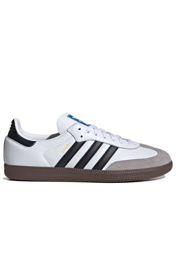 Adidas - Buty męskie adidas Originals Samba B75806 - białe. Okazja: na co dzień. Zapięcie: sznurówki. Kolor: biały. Materiał: syntetyk, skóra ekologiczna, skóra, guma, zamsz. Szerokość cholewki: normalna