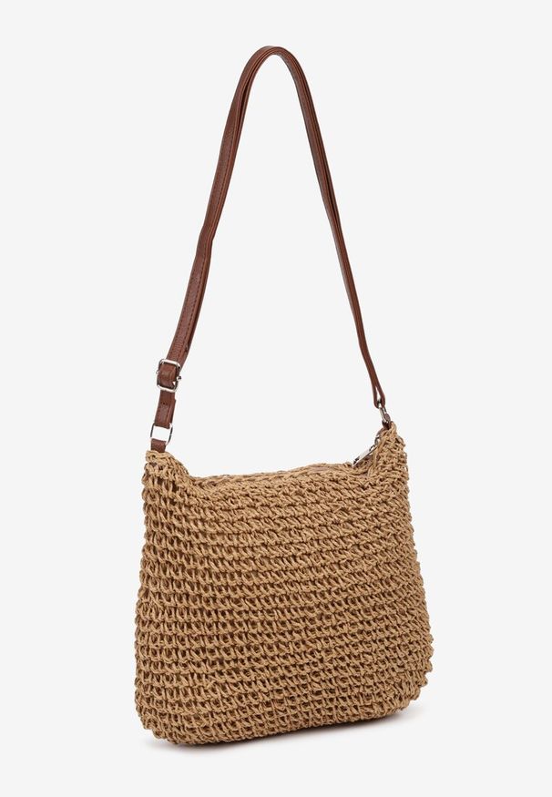 Renee - Ciemnobeżowa Torebka Boho z Plecionki z Regulowanym Paskiem Magnolla. Kolor: beżowy. Sezon: lato, wiosna. Styl: boho. Rodzaj torebki: na ramię