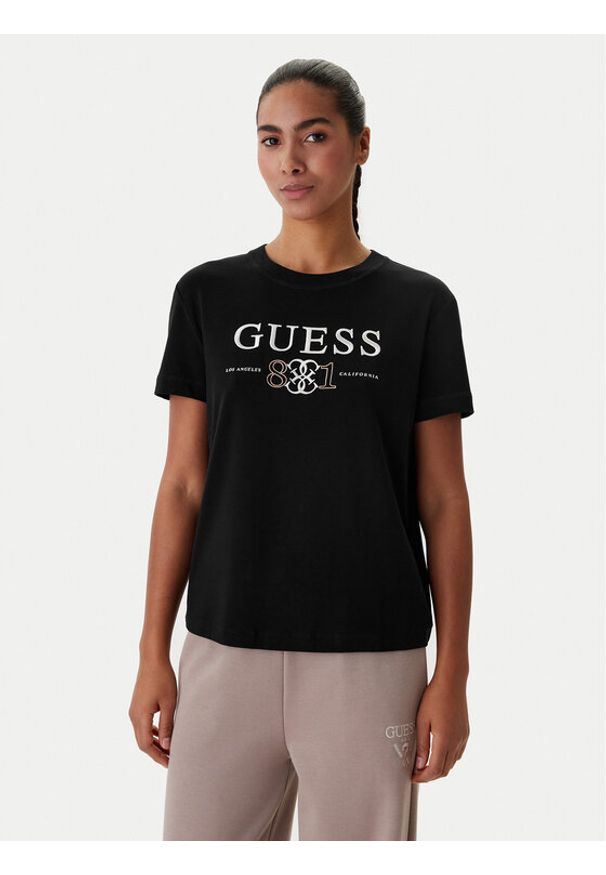 Guess T-Shirt V6RI13 KD772 Czarny Regular Fit. Kolor: czarny. Materiał: lyocell