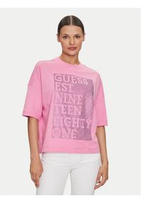 Guess T-Shirt W4YI28 I3Z14 Różowy Boxy Fit. Kolor: różowy. Materiał: bawełna #1