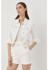 Morgan kurtka jeansowa damska kolor biały przejściowa. Okazja: na co dzień. Kolor: biały. Materiał: jeans. Wzór: gładki. Styl: casual