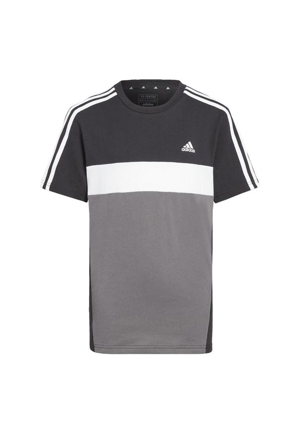 Adidas - Koszulka Tiberio 3-Stripes Colorblock Cotton Kids. Kolor: czarny, szary, wielokolorowy, brązowy, biały. Materiał: bawełna. Sport: joga i pilates