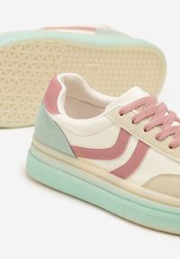 Renee - Jasnożółte Sneakersy Typu Kultowe Tenisówki na Niskiej Platformie Olritia. Nosek buta: okrągły. Zapięcie: sznurówki. Kolor: żółty. Materiał: materiał. Obcas: na platformie. Wysokość obcasa: niski #4