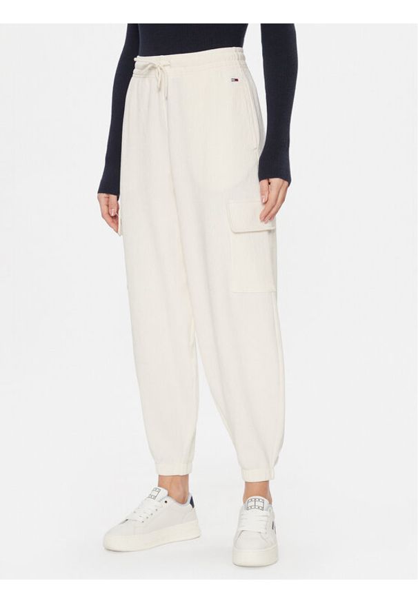 Tommy Jeans Spodnie dresowe Ottoman DW0DW16383 Biały Relaxed Fit. Kolor: biały. Materiał: bawełna