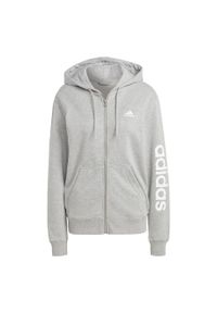 Adidas - Bluza damska adidas Essentials Linear Full-Zip French Terry Hoodie. Typ kołnierza: kaptur. Kolor: biały, wielokolorowy, szary. Materiał: dresówka #2