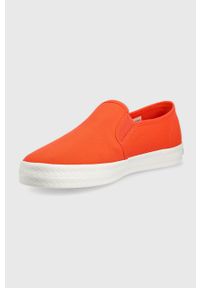 TOMMY HILFIGER - Tommy Hilfiger tenisówki damskie kolor pomarańczowy. Nosek buta: okrągły. Kolor: pomarańczowy. Materiał: guma