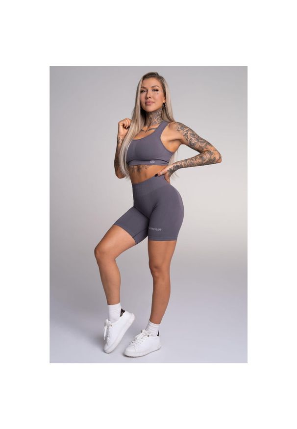GYM GLAMOUR - Bikery fitness damskie Gym Glamour push up. Kolor: szary. Sport: fitness