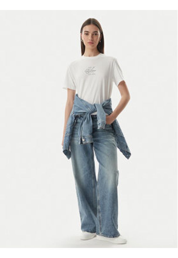 Calvin Klein Jeans T-Shirt LV047G831G Biały Regular Fit. Kolor: biały. Materiał: bawełna