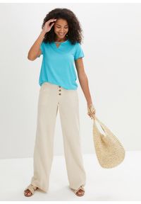 bonprix - Shirt z gumką, krótki rękaw. Kolor: niebieski. Długość rękawa: krótki rękaw. Długość: krótkie #2