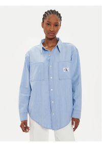 Calvin Klein Jeans Koszula jeansowa J20J224343 Niebieski Oversize. Kolor: niebieski. Materiał: bawełna