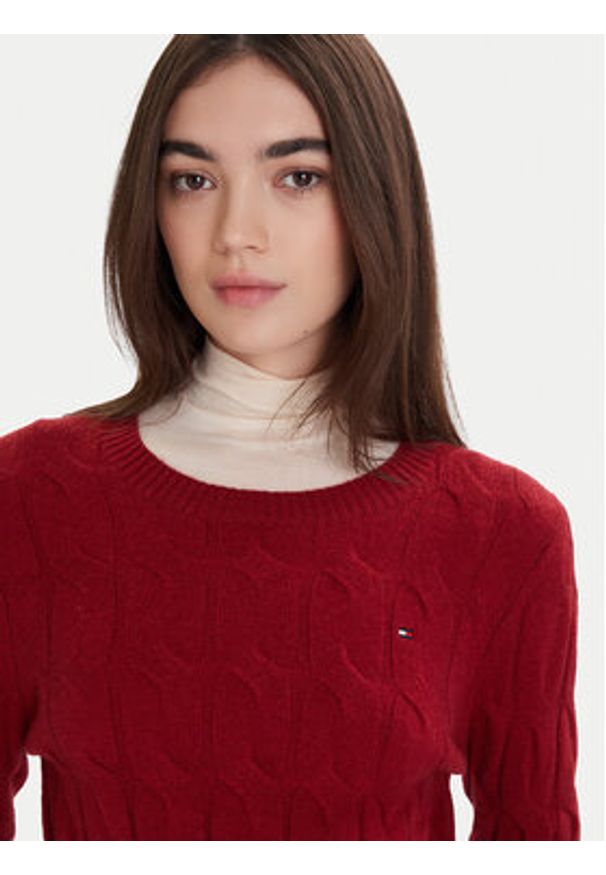 TOMMY HILFIGER - Tommy Hilfiger Sweter WW0WW43586 Czerwony Regular Fit. Kolor: czerwony. Materiał: wełna