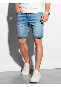 Ombre Clothing - Krótkie spodenki męskie jeansowe W310 - jasny jeans - XXL. Materiał: jeans. Długość: krótkie. Sezon: lato