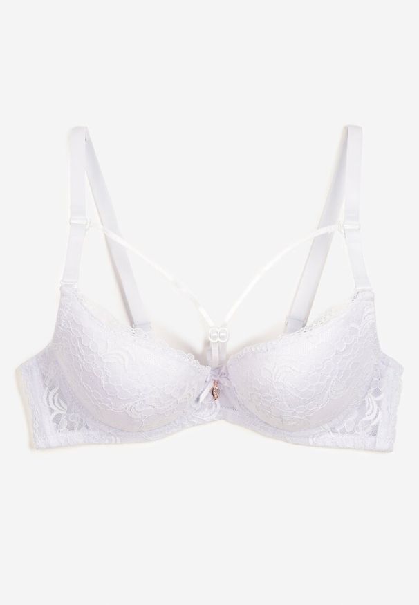 Born2be - Biały Biustonosz Koronkowy Typu Full Cup Nasna. Kolor: biały. Materiał: koronka