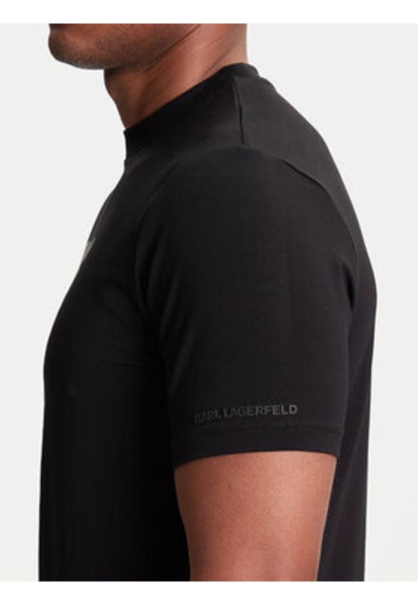 Karl Lagerfeld - KARL LAGERFELD T-Shirt 755037 553235 Czarny Regular Fit. Typ kołnierza: dekolt w karo. Kolor: czarny. Materiał: bawełna
