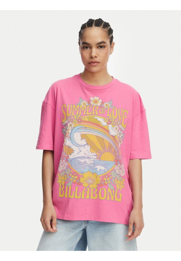 Billabong T-Shirt Summer Of Love EBJZT00592 Różowy Loose Fit. Kolor: różowy. Materiał: bawełna