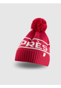 4f - 4F Czapka zimowa z dodatkiem wełny damska - czerwona S. Kolor: czerwony. Materiał: wełna. Sezon: zima. Styl: casual, klasyczny #1
