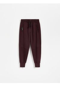 Reserved - Sportowe joggery - bordowy. Kolor: czerwony. Materiał: bawełna, dzianina. Styl: sportowy #1