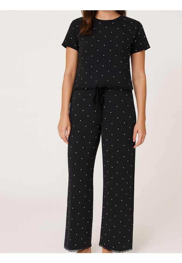 Sinsay - Piżama dwuczęściowa z domieszką wiskozy - czarny. Kolor: czarny. Materiał: wiskoza