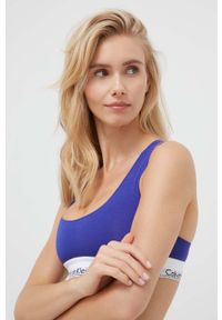 Calvin Klein Underwear biustonosz kolor granatowy gładki. Kolor: niebieski. Rodzaj stanika: odpinane ramiączka. Wzór: gładki