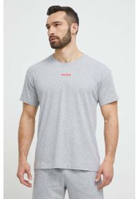 Hugo - HUGO t-shirt piżamowy kolor szary z nadrukiem. Kolor: szary. Wzór: nadruk #3