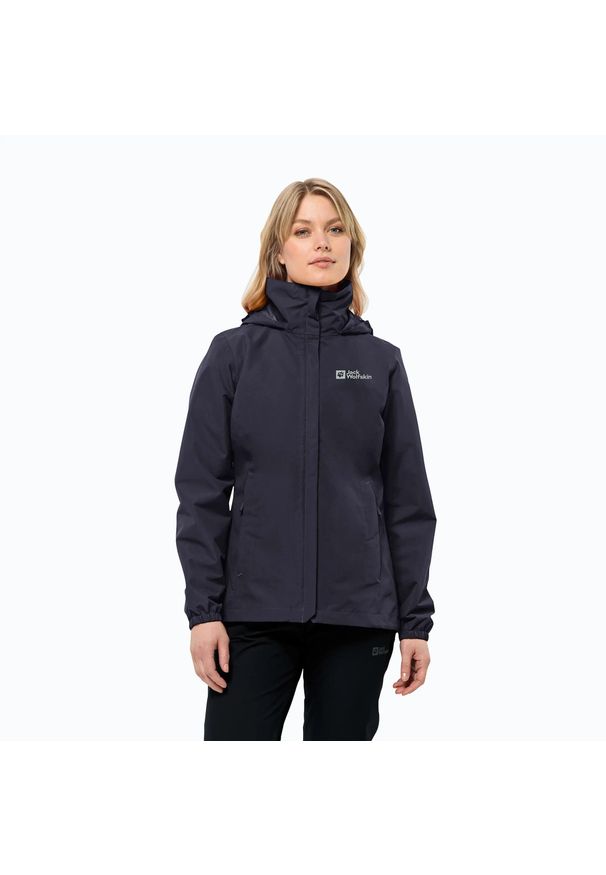 Kurtka przeciwdeszczowa damska Jack Wolfskin Stormy Point 2L. Kolor: szary. Sport: turystyka piesza