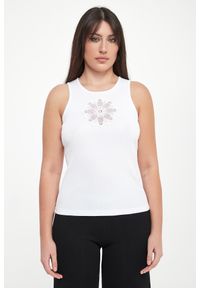 Twinset Milano - Top damski prążkowany z haftem TWINSET. Materiał: prążkowany. Wzór: haft #5