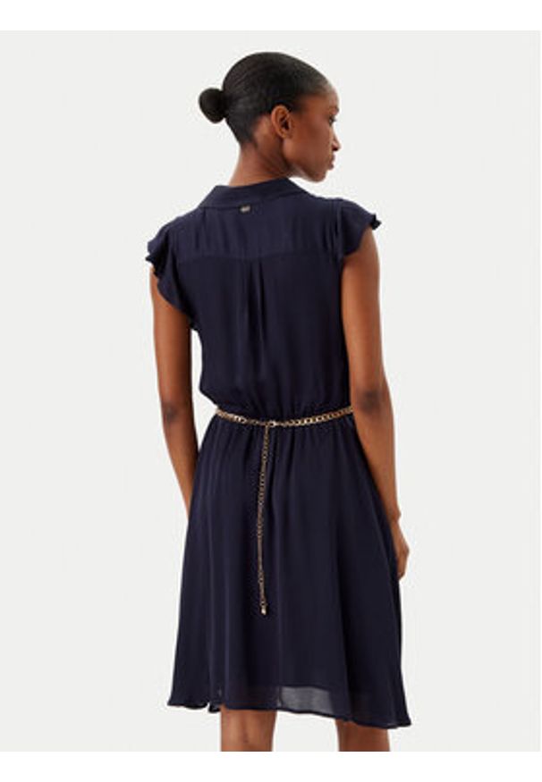 Fracomina Sukienka codzienna FR25SD1011W77401 Granatowy Regular Fit. Okazja: na co dzień. Kolor: niebieski. Materiał: jedwab, wiskoza. Typ sukienki: proste. Styl: casual