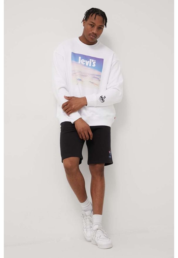 Levi's® - Levi's bluza bawełniana męska kolor biały z nadrukiem. Okazja: na spotkanie biznesowe. Kolor: biały. Materiał: bawełna. Wzór: nadruk. Styl: biznesowy