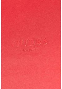 Guess - GUESS Czerwony t-shirt męski z aplikacją z logo, Rozmiar S. Kolor: czerwony. Wzór: aplikacja #3