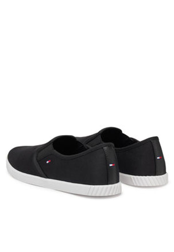 TOMMY HILFIGER - Tommy Hilfiger Tenisówki Canvas Slip-On Sneaker FW0FW08640 Czarny. Zapięcie: bez zapięcia. Kolor: czarny. Materiał: materiał
