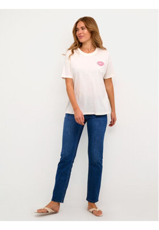 Kaffe T-Shirt Fie 10508888 Écru Oversize. Materiał: bawełna