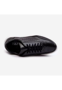 Męskie Buty Sportowe Skórzane Zazoo 1544 Czarne. Okazja: na co dzień. Zapięcie: sznurówki. Kolor: czarny. Materiał: skóra. Obcas: na platformie #6