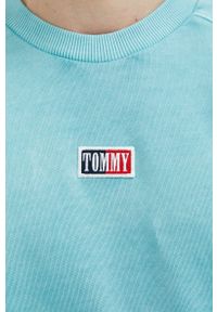 Tommy Jeans bluza bawełniana męska kolor zielony z aplikacją. Kolor: zielony. Materiał: bawełna. Wzór: aplikacja #2