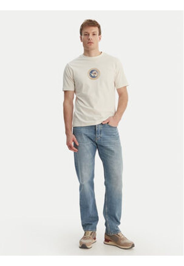Napapijri T-Shirt S-Phos NP0A4G5A Écru Relaxed Fit. Materiał: bawełna