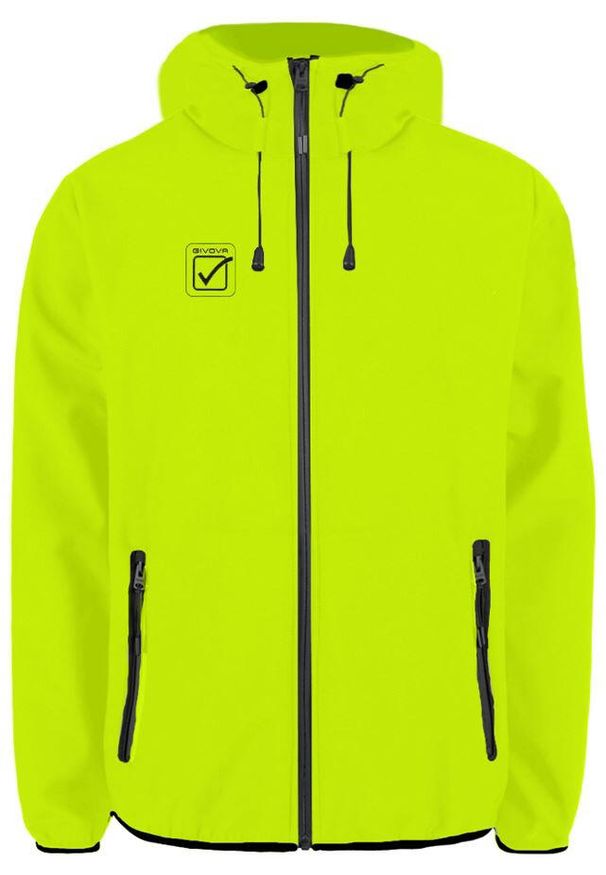 Givova - Fluo Żółta Unisex Softshell Kurtka - Funkcjonalność i Styl. Kolor: żółty. Materiał: softshell. Sport: turystyka piesza