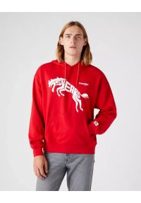 Wrangler - WRANGLER 75TH ANNI HOODIE MĘSKA BLUZA LOGO NADRUK CHINESE RED W645HTXCJ 112146185. Wzór: nadruk