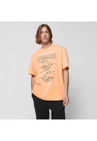 outhorn - T-shirt oversize z nadrukiem męski - pomarańczowy. Kolor: pomarańczowy. Materiał: materiał, bawełna, dzianina. Wzór: nadruk #4