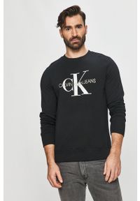 Calvin Klein Jeans - Bluza bawełniana. Okazja: na co dzień. Kolor: czarny. Materiał: bawełna. Wzór: nadruk. Styl: casual