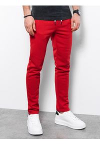 Ombre Clothing - Spodnie męskie dresowe - czerwone V10 - Rozmiar: XXL. Kolor: czerwony. Materiał: dresówka. Styl: klasyczny #1