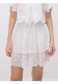 Reserved - Bawełniana spódnica mini - biały. Kolor: biały. Materiał: bawełna #1