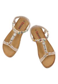 Beżowe Sandały Artiker Eleganckie Obuwie Damskie. Okazja: na co dzień. Zapięcie: pasek. Kolor: beżowy. Wzór: kolorowy, aplikacja. Sezon: lato. Styl: elegancki #7