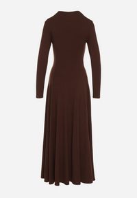 Born2be - Brązowa Bawełniana Sukienka o Rozkloszowanym Kroju Tuselenea. Okazja: na co dzień. Kolor: brązowy. Materiał: bawełna. Typ sukienki: proste. Styl: casual, elegancki #5