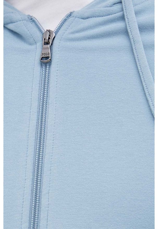 Polo Ralph Lauren bluza męska z kapturem gładka. Okazja: na co dzień. Typ kołnierza: polo, kaptur. Kolor: niebieski. Materiał: dzianina. Wzór: gładki. Styl: casual