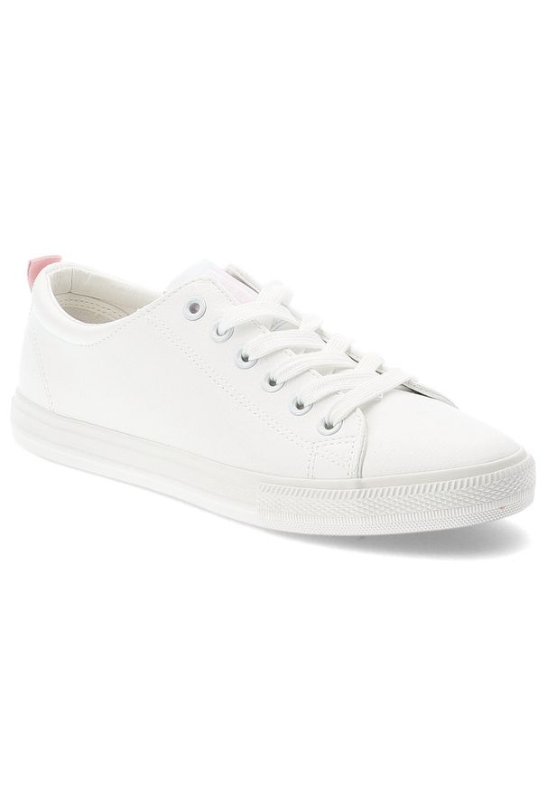 Big-Star - Białe Trampki Big Star Damskie Buty Sportowe. Okazja: na co dzień. Zapięcie: sznurówki. Kolor: biały. Materiał: materiał. Styl: sportowy